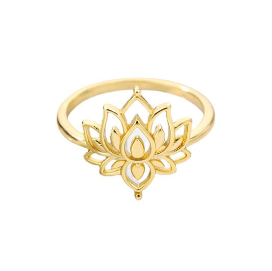 Women's Stainless Steel Lotus Rings