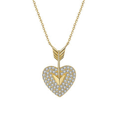 Sterling Silver Diamond Necklace Heart Shaped