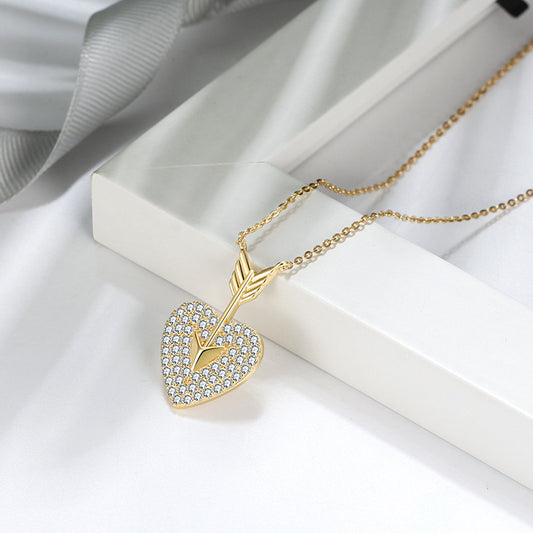 Sterling Silver Diamond Necklace Heart Shaped