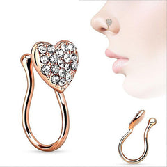 Diamond Love Heart Shaped Nose Nails Ring