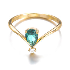 V-förmiger Geburtsstein-Ring Dezember – Krönchen-Design in Goldoptik
