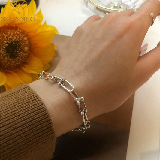 Silver Color Thick Chain Bracelet
