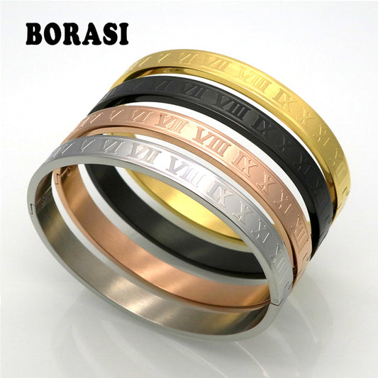 Stainless Steel Rose Cuff Bracelet