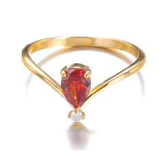 V-förmiger Geburtsstein-Ring Dezember – Krönchen-Design in Goldoptik
