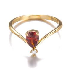 V-förmiger Geburtsstein-Ring Dezember – Krönchen-Design in Goldoptik