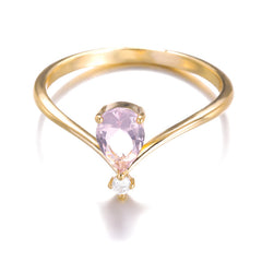 V-förmiger Geburtsstein-Ring Dezember – Krönchen-Design in Goldoptik