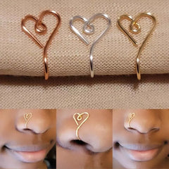 Love Fake Nose Ring Without Perforation Copper Gilding