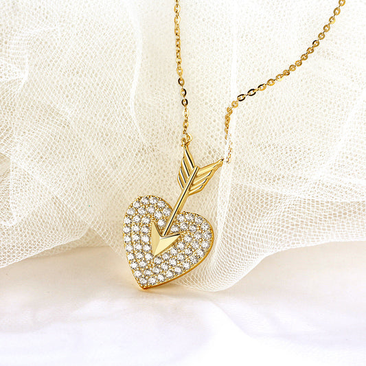 Sterling Silver Diamond Necklace Heart Shaped