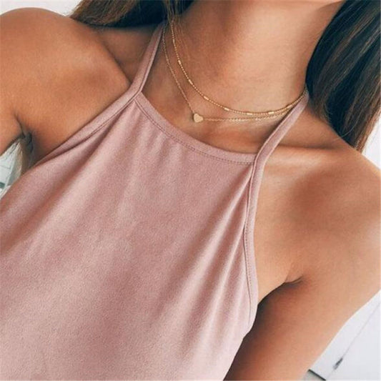Halskette Doppelkette mit Tiny Heart in Gold