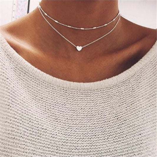 Halskette Dita Doppelkette mit Tiny Heart in Silber