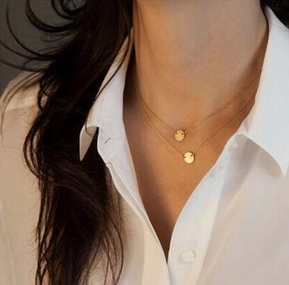 Zarte Doppelkette mit Kreisanhängern – Elegante Edelstahl-Halskette für Damen