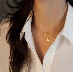 Zarte Doppelkette mit Kreisanhängern – Elegante Edelstahl-Halskette für Damen