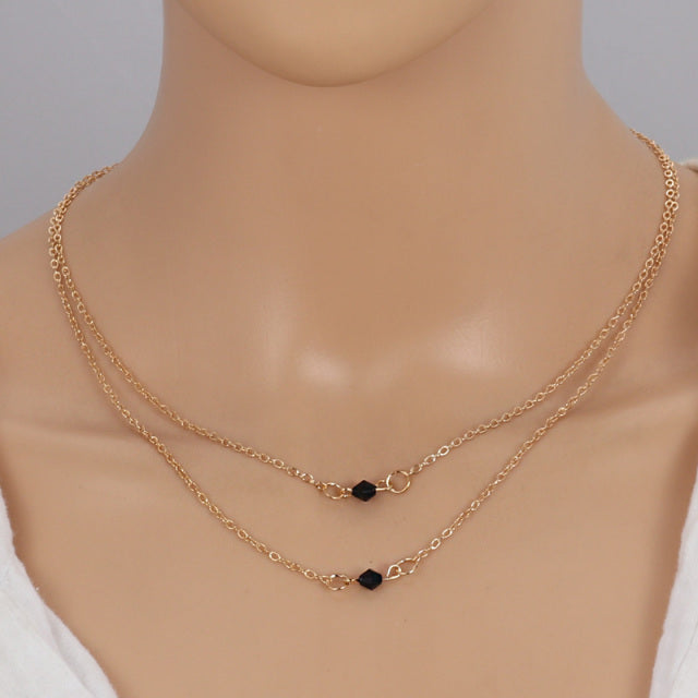Halskette Dita Doppelkette mit schwarzen Rubin