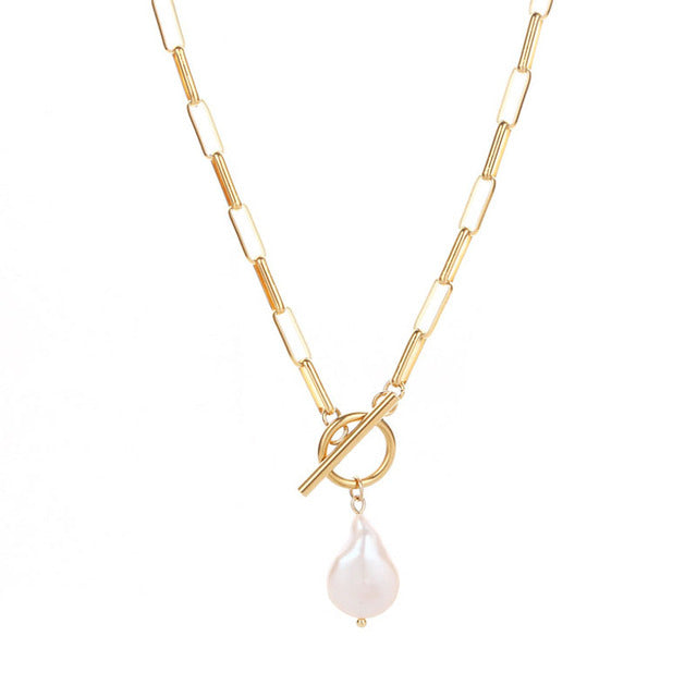 Schöne Edelstahl Kette mit Süßwasserperle