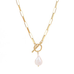 Schöne Edelstahl Kette mit Süßwasserperle