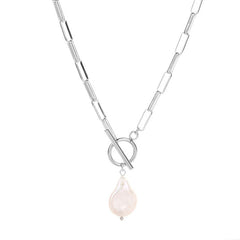 Schöne Edelstahl Kette mit Süßwasserperle